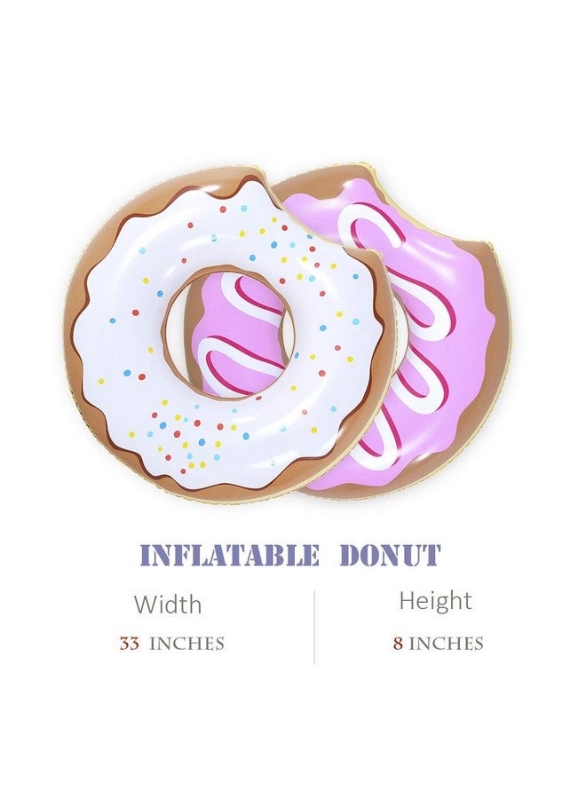 Donut Pool Float Inflatable Donut Of 33 Inches For Party (Strawberry Or Chocolate) Pool Or Beach Toy For Kids (Donut Float 2Pack)