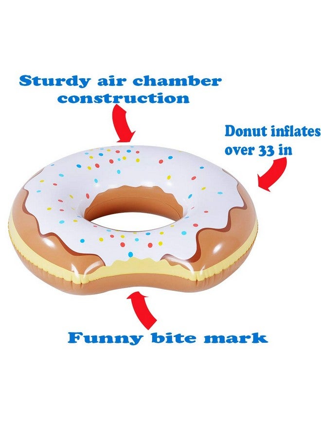 Donut Pool Float Inflatable Donut Of 33 Inches For Party (Strawberry Or Chocolate) Pool Or Beach Toy For Kids (Donut Float 2Pack)