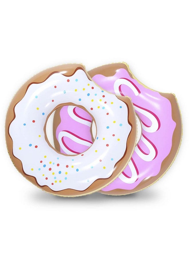 Donut Pool Float Inflatable Donut Of 33 Inches For Party (Strawberry Or Chocolate) Pool Or Beach Toy For Kids (Donut Float 2Pack)