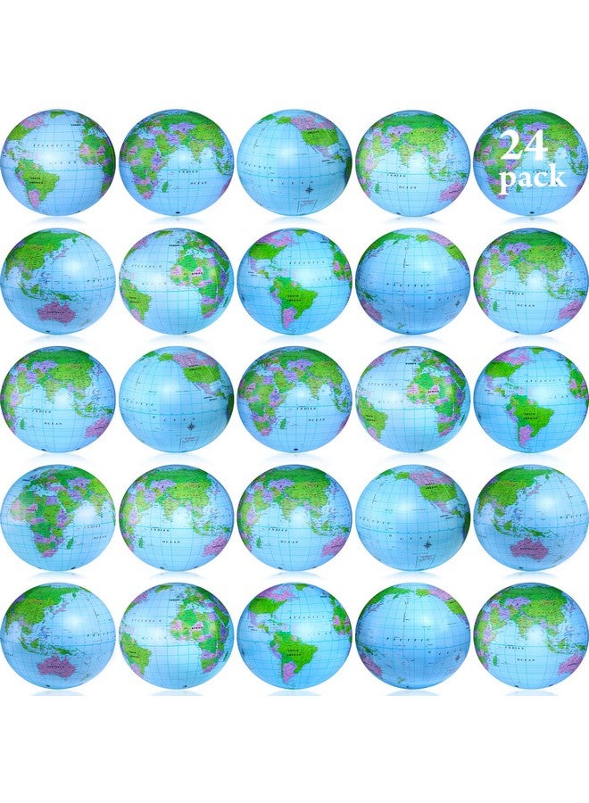 24 Pack 16 Inches Inflatable World Globe Beach Balls Blow Up Earth Beach Ball Large Pool Toys For Party Birthday Party Favor Luau Decorations