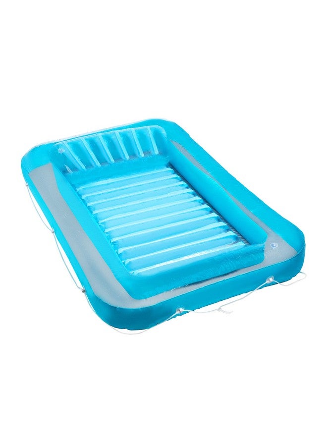 Inflatable Tanning Pool Lounge Float ; Personal Pool Lounger With Pillow ; Inflatable Tanning Pool Bed (Blue) ; 13 Years+