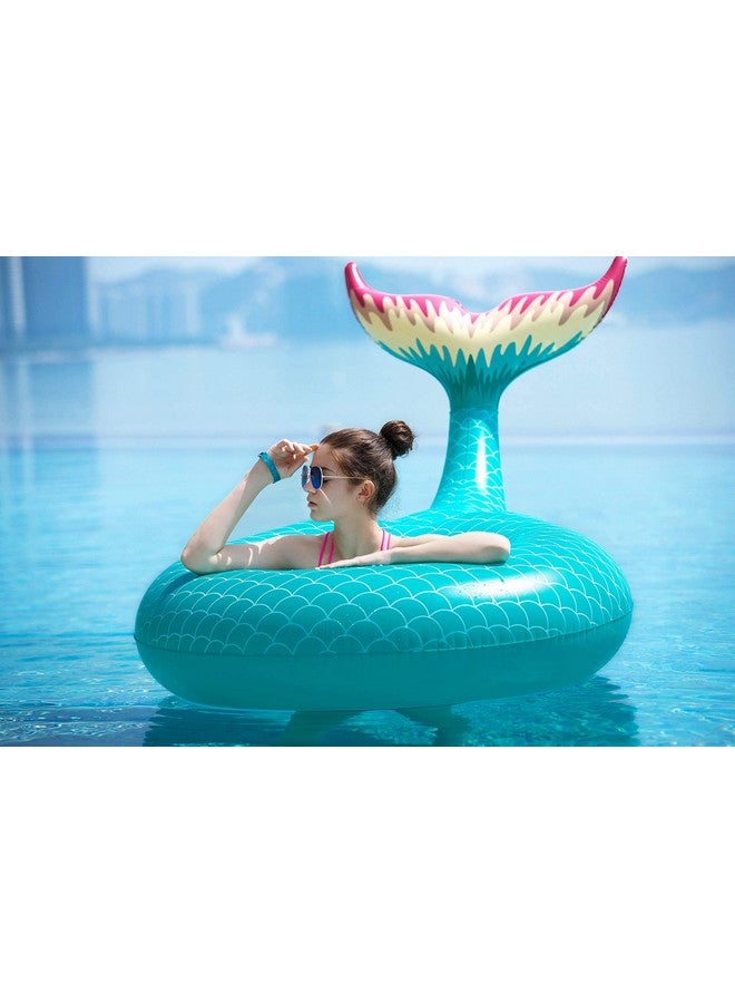 Giant Inflatable Mermaid Tail Pool Float With Fast Valves Summer Beach Swimming Pool Party Lounge Raft Decorations Toys For Adults Kids (Green)