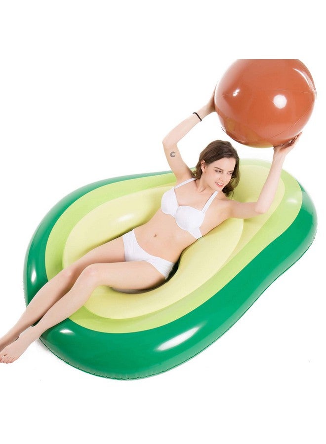 Inflatable Avocado Pool Float Floatie With Ball Water Fun Large Blow Up Summer Beach Swimming Floaty Party Toys Lounge Raft For Kids Adults