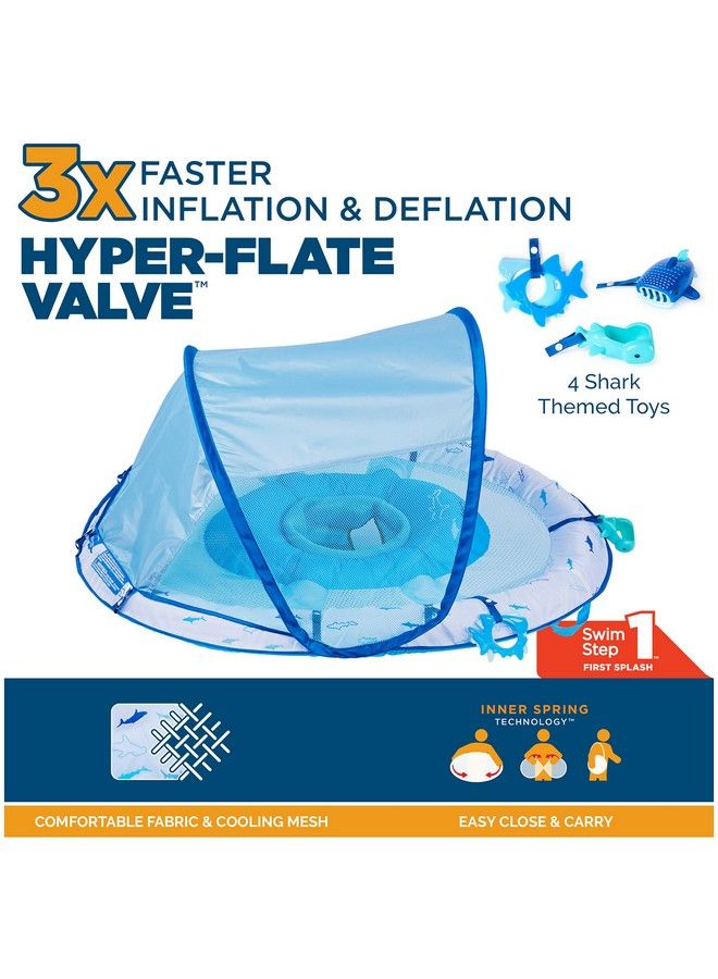 Ultra Baby Spring Float Premium Inflatable Baby Pool Float With Sun Canopy Fast Inflation & Carry Bag (924 Months) Shark Toys For Kids
