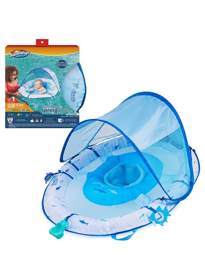 Ultra Baby Spring Float Premium Inflatable Baby Pool Float With Sun Canopy Fast Inflation & Carry Bag (924 Months) Shark Toys For Kids