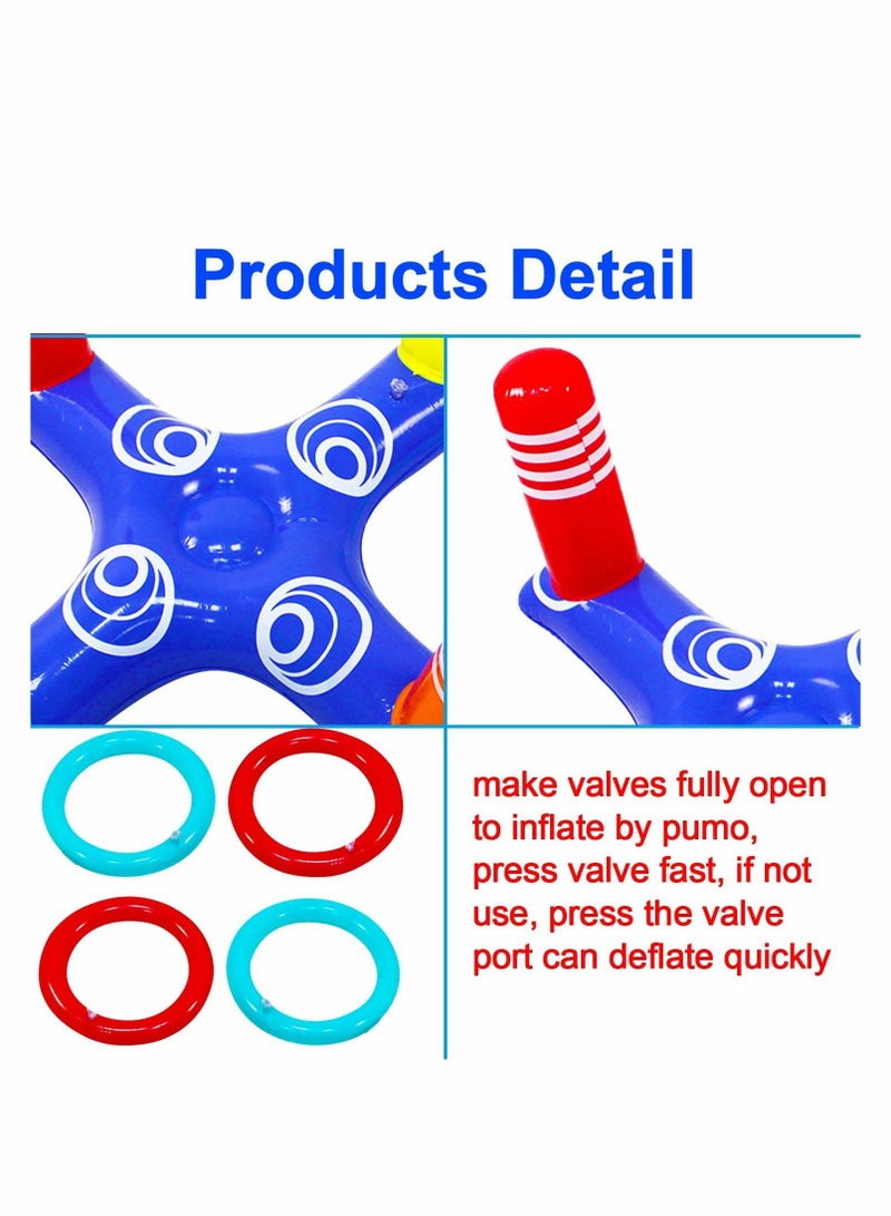 KASTWAVE Inflatable Pool Ring Toss Game Toys Floating Swimming with 4 Pcs Rings for Multiplayer Water Kid Family Fun Beach Floats Cross