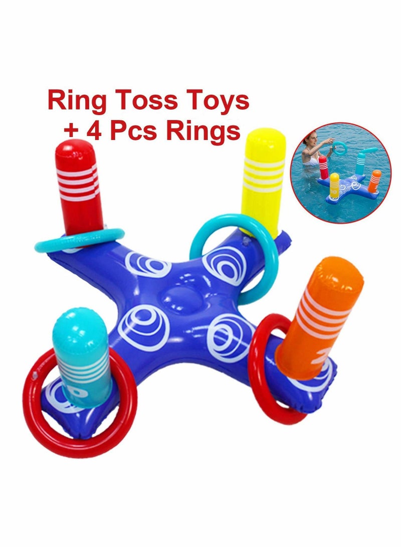 KASTWAVE Inflatable Pool Ring Toss Game Toys Floating Swimming with 4 Pcs Rings for Multiplayer Water Kid Family Fun Beach Floats Cross