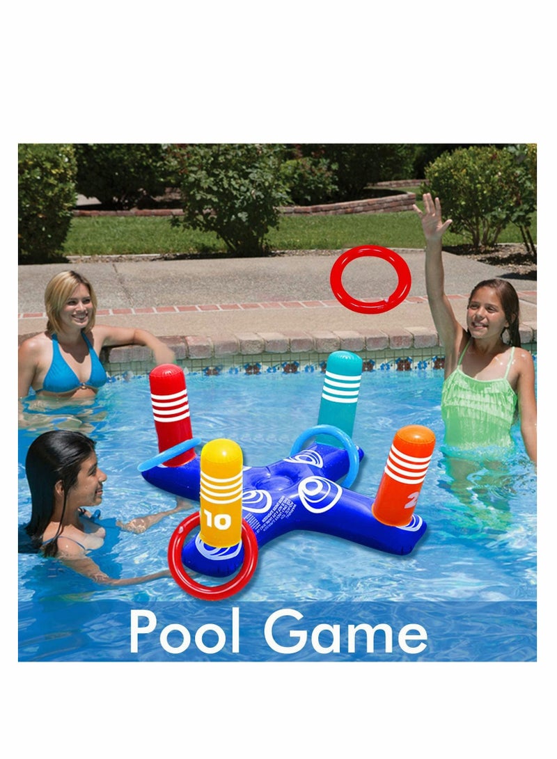 KASTWAVE Inflatable Pool Ring Toss Game Toys Floating Swimming with 4 Pcs Rings for Multiplayer Water Kid Family Fun Beach Floats Cross