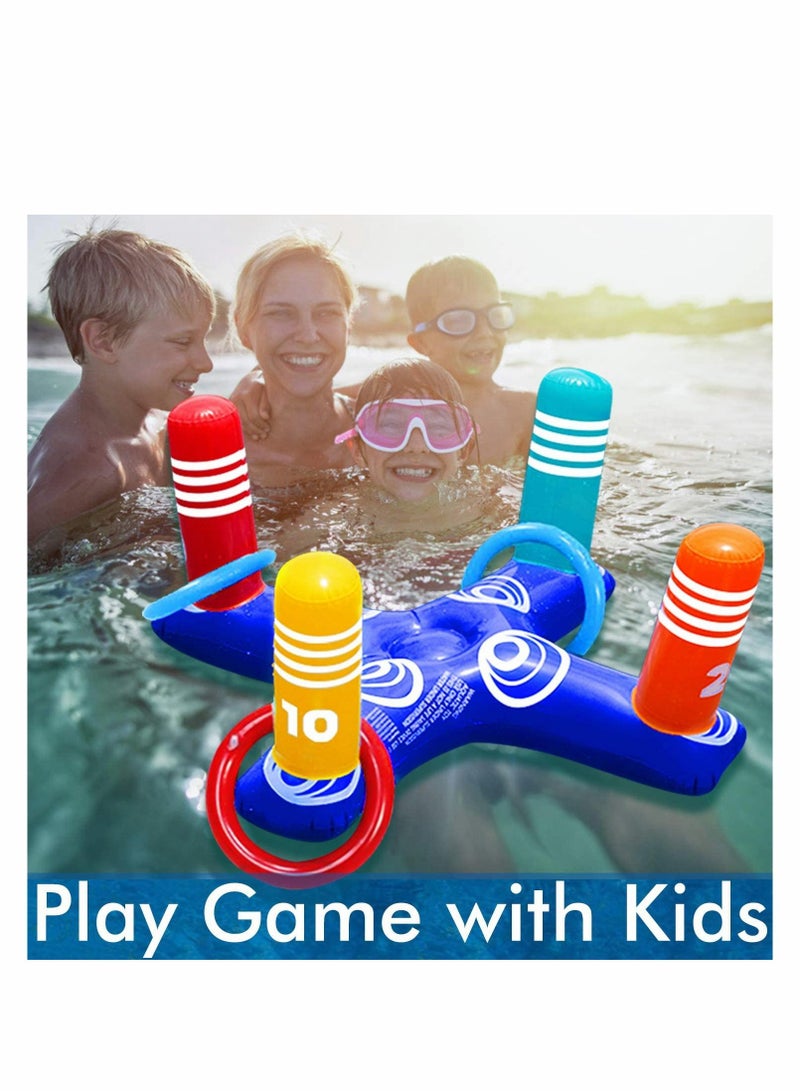 KASTWAVE Inflatable Pool Ring Toss Game Toys Floating Swimming with 4 Pcs Rings for Multiplayer Water Kid Family Fun Beach Floats Cross