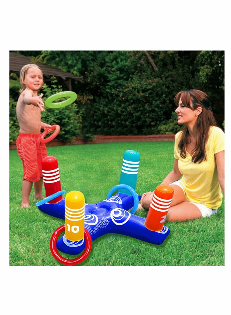 KASTWAVE Inflatable Pool Ring Toss Game Toys Floating Swimming with 4 Pcs Rings for Multiplayer Water Kid Family Fun Beach Floats Cross