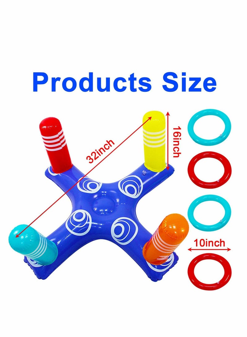 KASTWAVE Inflatable Pool Ring Toss Game Toys Floating Swimming with 4 Pcs Rings for Multiplayer Water Kid Family Fun Beach Floats Cross