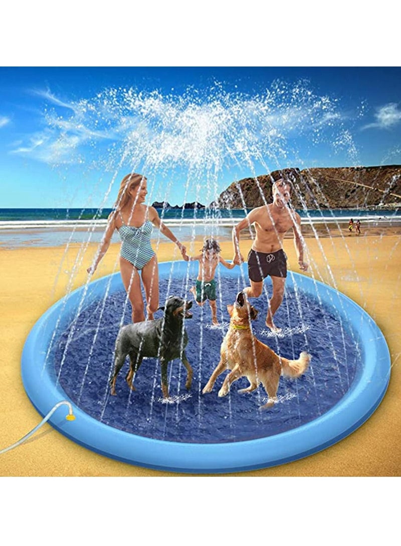 Splash Sprinkler Pad for Dogs Kids Anti-Slip Thickened Dog Pool Durable Upgrade Bath Pet Summer Outdoor Water Toys Backyard Fountain Play Mat and Kiddie (150CM)