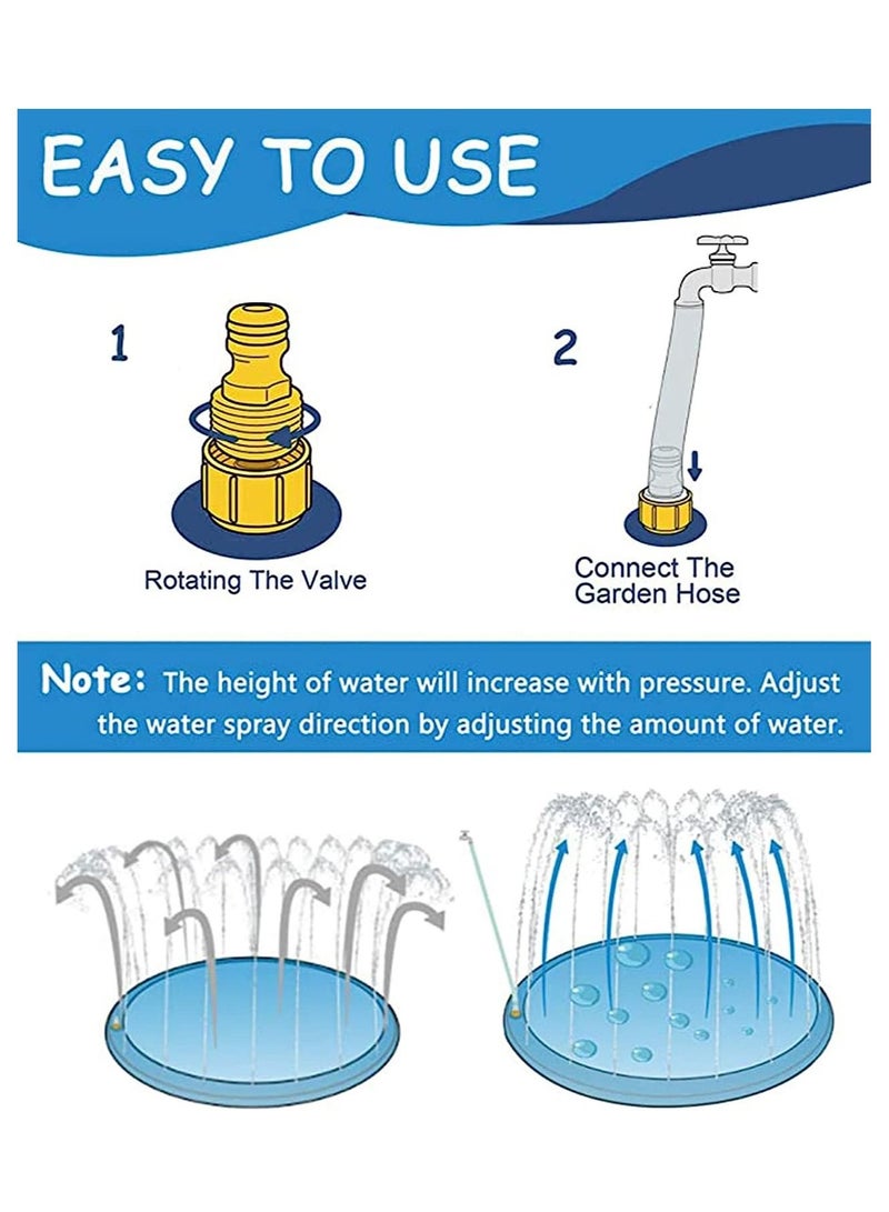 Splash Sprinkler Pad for Dogs Kids Anti-Slip Thickened Dog Pool Durable Upgrade Bath Pet Summer Outdoor Water Toys Backyard Fountain Play Mat and Kiddie (150CM)