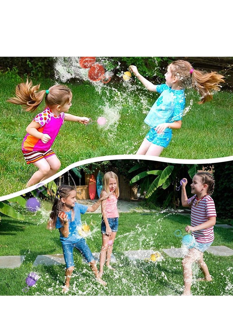 Water Balloons for Kids, 12PCS Reusable Quick-fill Balls, Outdoor Toys Girls/Boys, Silicone Splash Bombs Yard/Pool Games, Summer Fun Party(6 Colors）