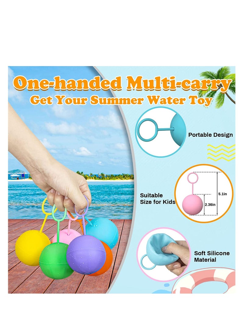 Water Balloons for Kids, 12PCS Reusable Quick-fill Balls, Outdoor Toys Girls/Boys, Silicone Splash Bombs Yard/Pool Games, Summer Fun Party(6 Colors）