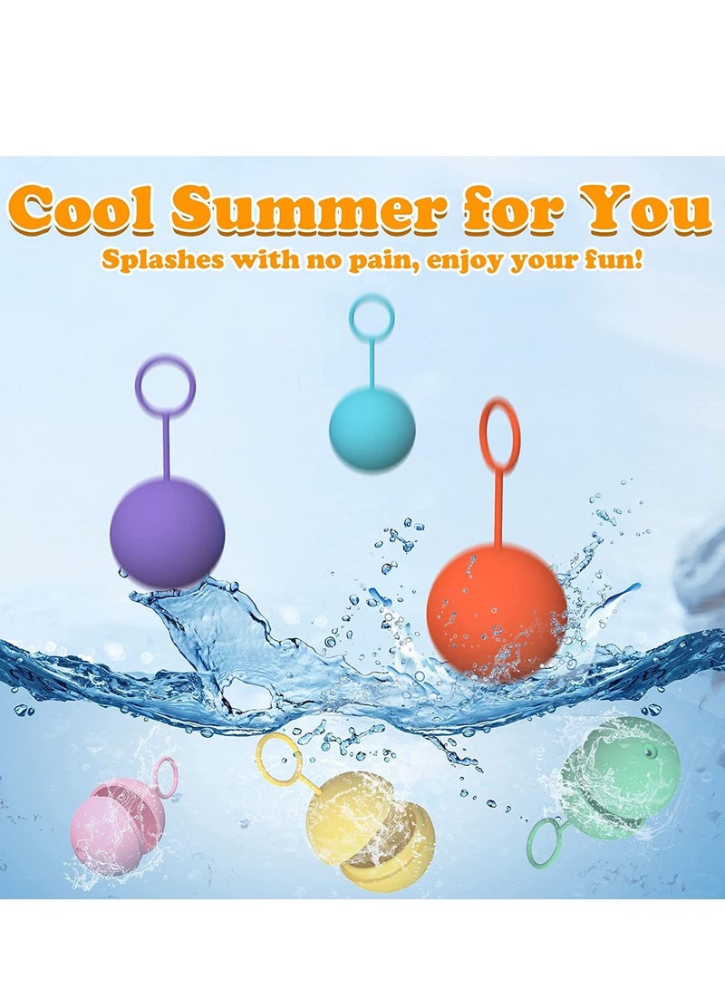 Water Balloons for Kids, 12PCS Reusable Quick-fill Balls, Outdoor Toys Girls/Boys, Silicone Splash Bombs Yard/Pool Games, Summer Fun Party(6 Colors）