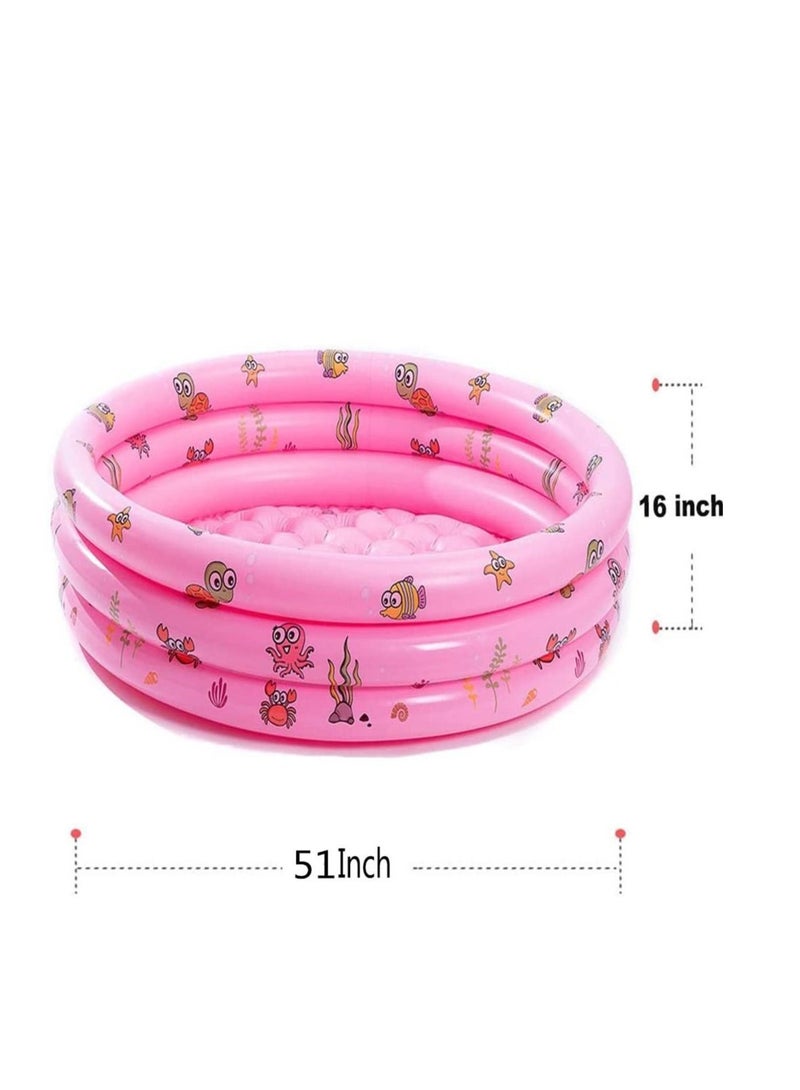 Inflatable Swimming Pool,Home Paddling Pool Family Lounge for Kids,Toddlers, Infant & Adult,51.2 * 15.7in Summer Water Party (Pink)