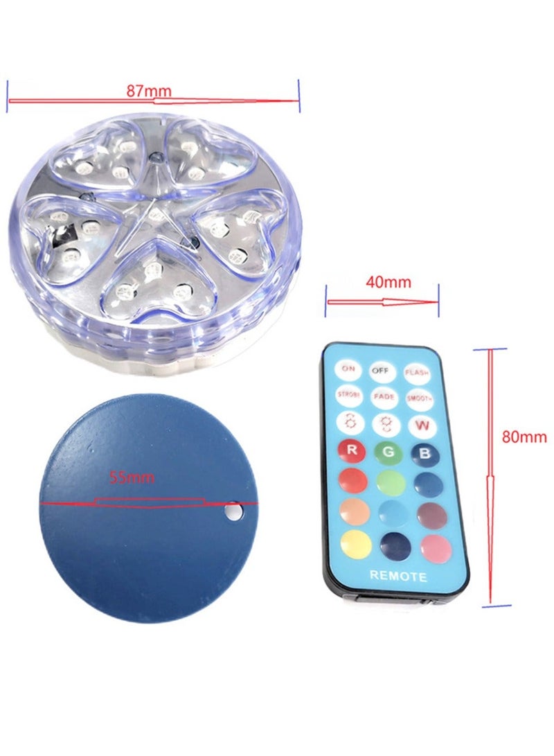 SYOSI Submersible Led Lights with Remote Hot Tub Bath Spa LED Color-Changing Magnetic Floating Pool Light Underwater for Vase Aquarium Decoration Camping 2 Pack