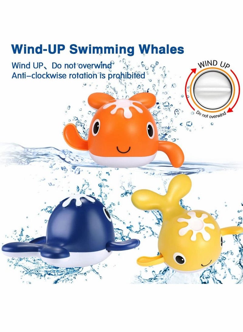 Bath Toys, Clockwork Swimming Whale, Magnetic Fishing Set with Rod, Infant Toddler Pool Bath, Bathtub Play, For Boys & Girls 3-9 Years Old, Gift Kids