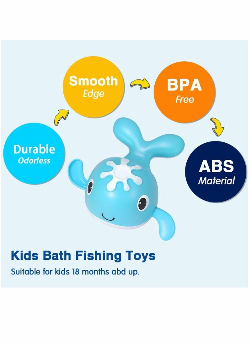 Bath Toys, Clockwork Swimming Whale, Magnetic Fishing Set with Rod, Infant Toddler Pool Bath, Bathtub Play, For Boys & Girls 3-9 Years Old, Gift Kids