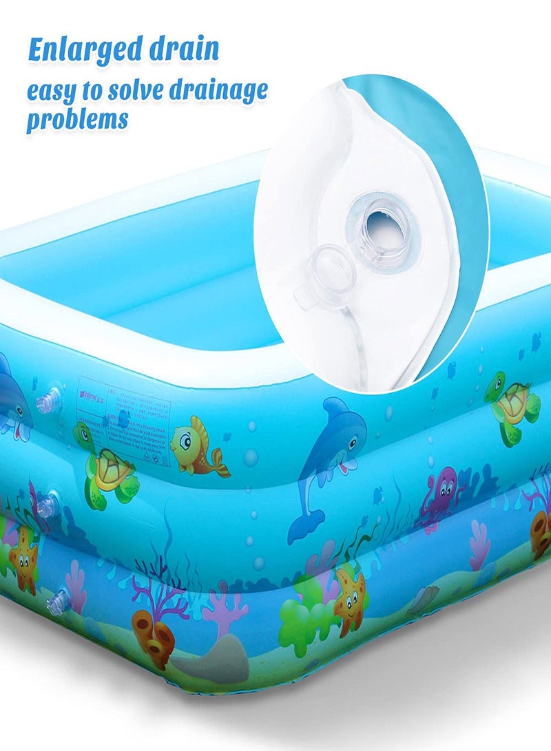 Inflatable Swimming Pools, Paddling Pool for Toddlers Kids, Rectangle Baby Garden Backyard Outdoor,Easy to Inflate,150 cm x 106 48