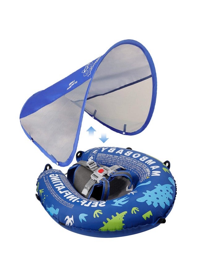 Mambobaby Newest Compressible Folding Baby Selfinflating Float With Sun Canopy Blue