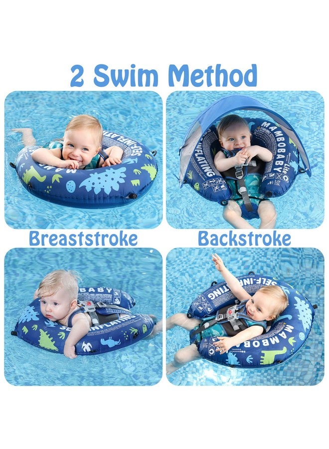 Mambobaby Newest Compressible Folding Baby Selfinflating Float With Sun Canopy Blue