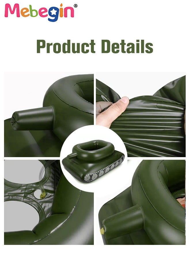 155*110*60cm Inflatable Ship Float with Water Gun, Fun Tank Shaped Ride-On Floaties for Kids Adult Summer Pool Party,Tank Floatie with Pump, Pool Games Family Water Play for Swimming Pool Beach
