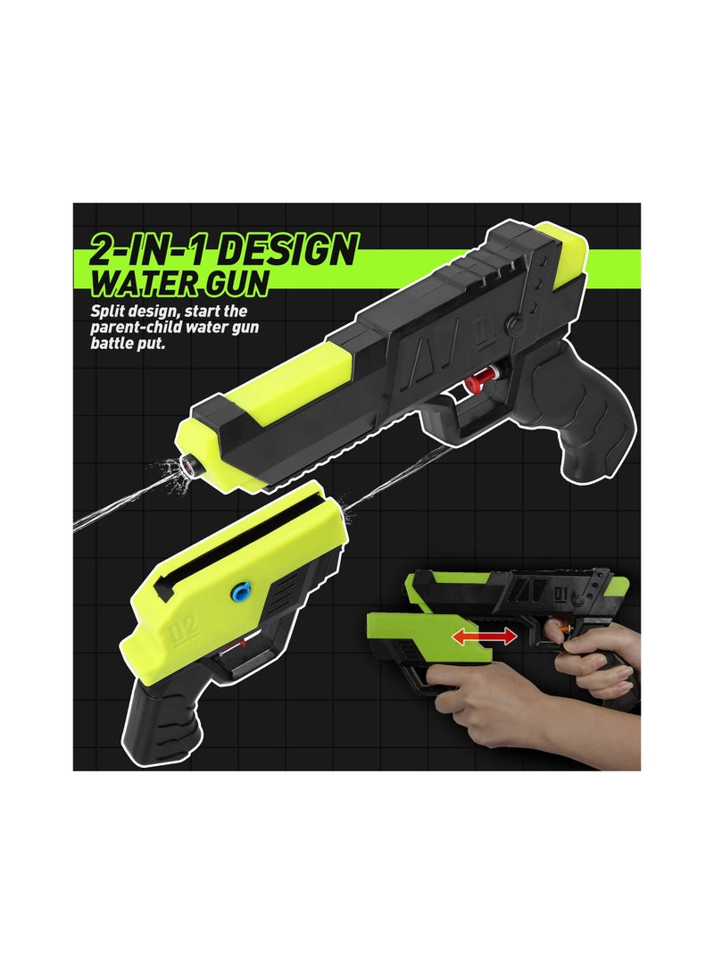 SYOSI 2 in 1 Squirt Guns, Manual Water Powerful Pool Gun Toys for Kids, Ages over 12, Green Space