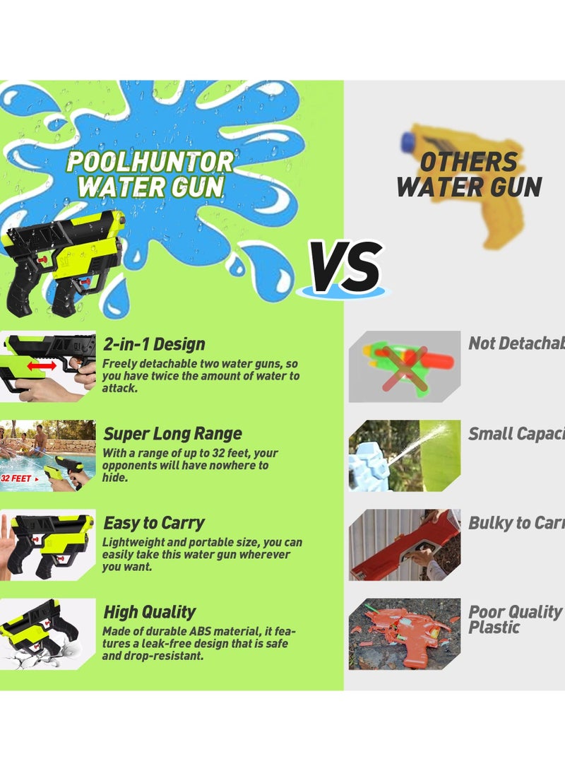 SYOSI 2 in 1 Squirt Guns, Manual Water Powerful Pool Gun Toys for Kids, Ages over 12, Green Space