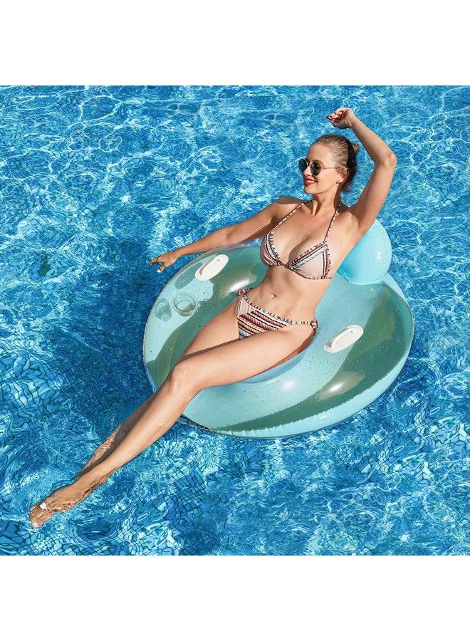 2Pack Pool Floats Chair With Backrest Parentswell Inflatable Pool Float Chair Lake River Pool Floaties For Adults (Blue Pink)