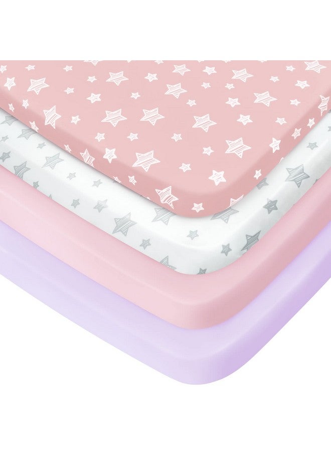 Pack And Play Sheets Girl 4 Pack Mini Crib Sheets Stretchy Pack N Play Playard Fitted Sheet Compatible With Graco Pack N Play Soft And Breathable Material Pink