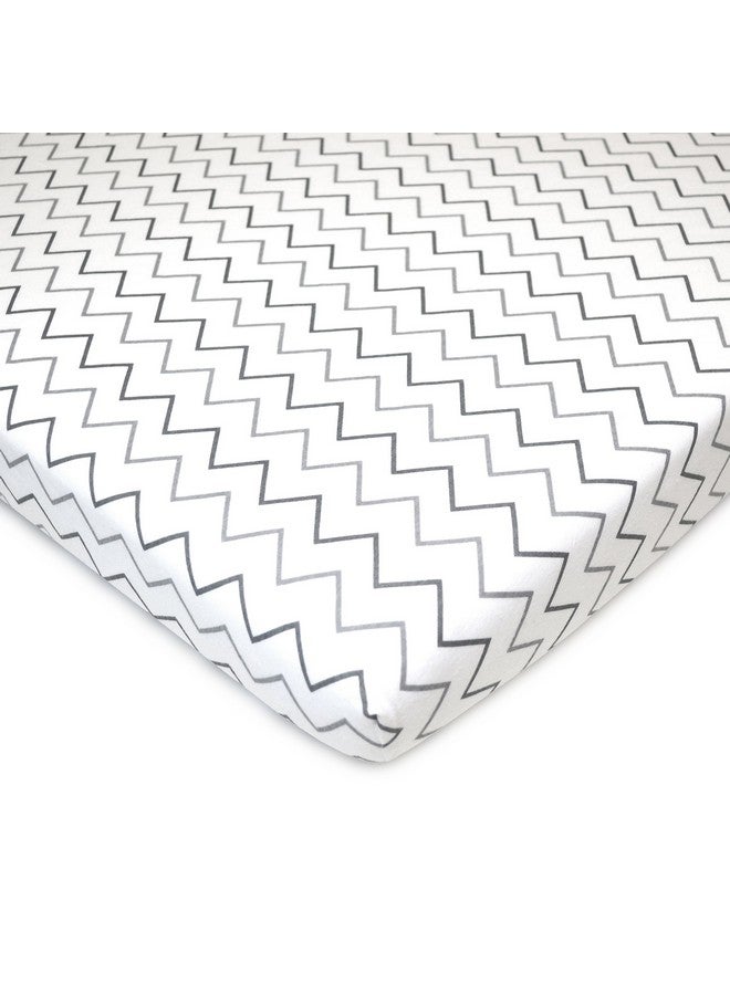 2 Pack Printed 100% Natural Cotton Jersey Knit Fitted Pack N Play Playard Sheet Gray Stargray Zigzag Soft Breathable For Boys And Girls