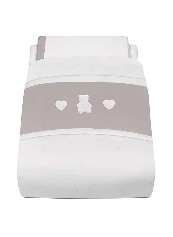 4- Pieces Baby Bedding Set, Warm Duvet And Cover, Bed, Cot, Bassinet, Soft Pillowcase And Mattress Cover, 1.1 Kg - Teddy And Heart Brown