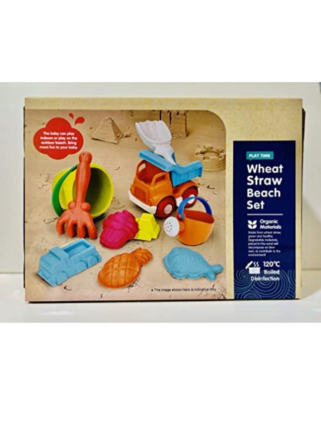 Wheat Straw Beach Toy Set for Kids - Birthday Gifts for Kids - Safe, Sustainable, Stylish and Sand-Ready - Great Gift for 3+ Years Boys and Girls