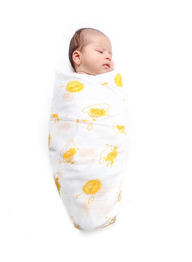 Organic Cotton Muslin Baby Wrap Swaddle With Sky Theme Of Sun