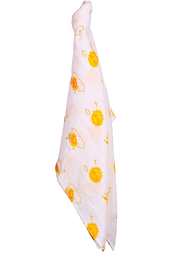 Organic Cotton Muslin Baby Wrap Swaddle With Sky Theme Of Sun