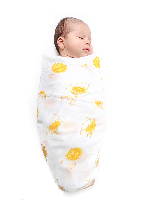 Organic Cotton Muslin Baby Wrap Swaddle With Sky Theme Of Sun