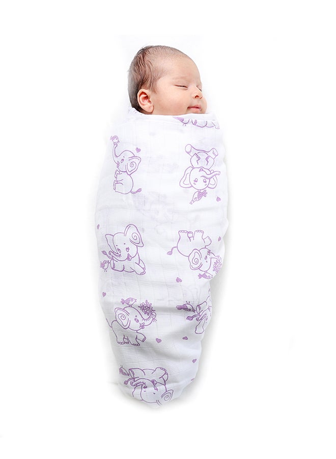 Organic Cotton Muslin Baby Wrap Swaddle With Animal Theme Of Monkey And Elephant, Pack Of 2