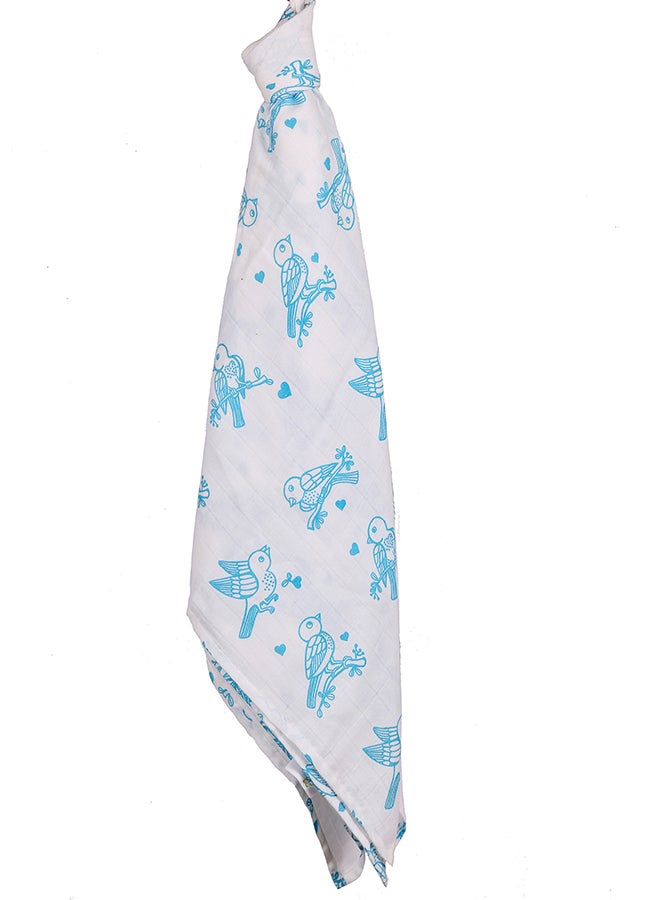 Organic Cotton Muslin Baby Wrap Swaddle With Animal Theme Of Sparrow