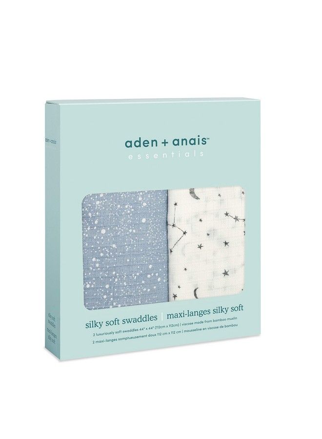 Aden Silky Soft Swaddle Baby Blanket 100% Cotton Bamboo Muslin Large 44 X 44 Inch 2 Pack Cosmic Galaxy