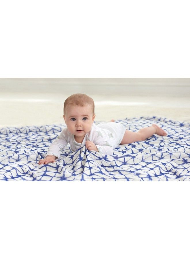 Silky Soft Swaddle Blanket100% Bamboo Viscose Muslin Blankets For Girls & Boys Baby Receiving Swaddles Ideal Newborn & Infant Swaddling Set 3 Pack Indigo Shibori