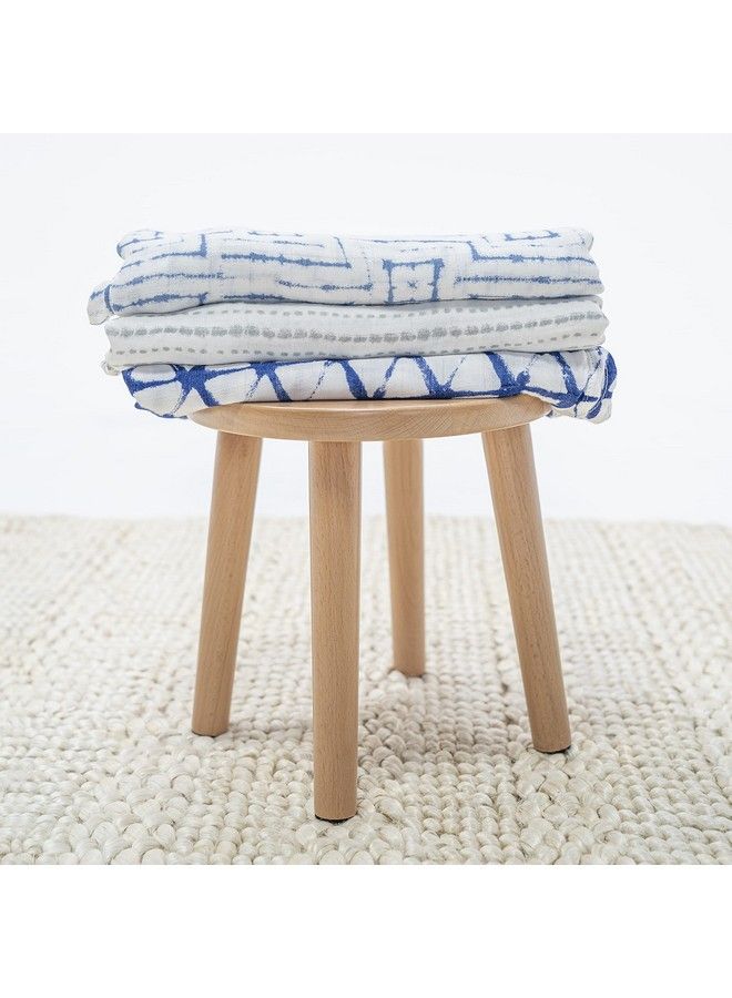 Silky Soft Swaddle Blanket100% Bamboo Viscose Muslin Blankets For Girls & Boys Baby Receiving Swaddles Ideal Newborn & Infant Swaddling Set 3 Pack Indigo Shibori