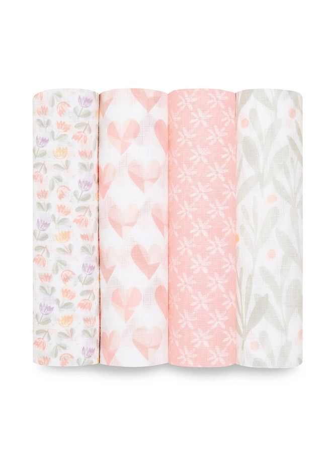 Essentials Swaddle Blanket Boutique Muslin Blankets For Girls & Boys Baby Receiving Swaddles Ideal Newborn & Infant Swaddling Set Perfect Shower Gifts 4 Pack Piece Of My Heart