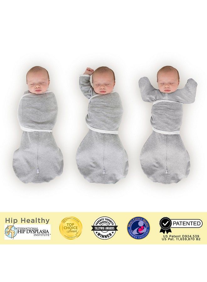 6 Way Omni Swaddle Sack For Newborn With Wrap & Arms Up Sleeves & Mitten Cuffs Easy Transition Better Sleep For Baby Boys & Girls Heathered Gray Hello World Small 0 3 Months