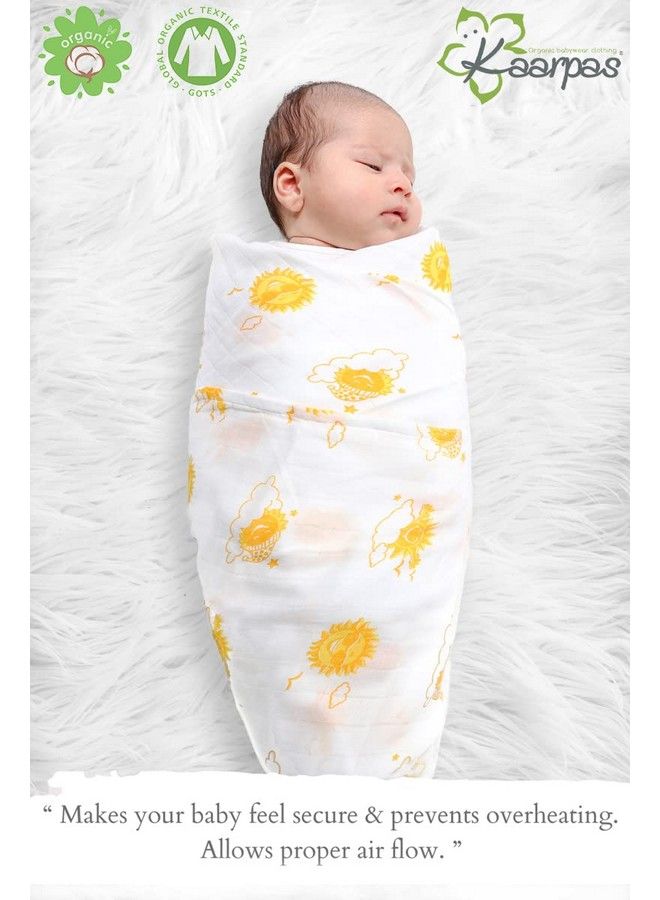 Newborn Baby Girl'S Infant Boy'S Super Soft Premium Pure Organic Cotton Comfortable Muslin Swaddle Receiving Blankets Wrapper Cloth Towel Stroller Cover Sky Pack Of 3 Multicolor 100X100 Cm