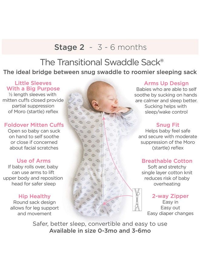 Transitional Swaddle Sack With Arms Up Classic Polka Dot Sterling Medium 3 6Mo 14 21 Lbs (Parents' Picks Award Winner)