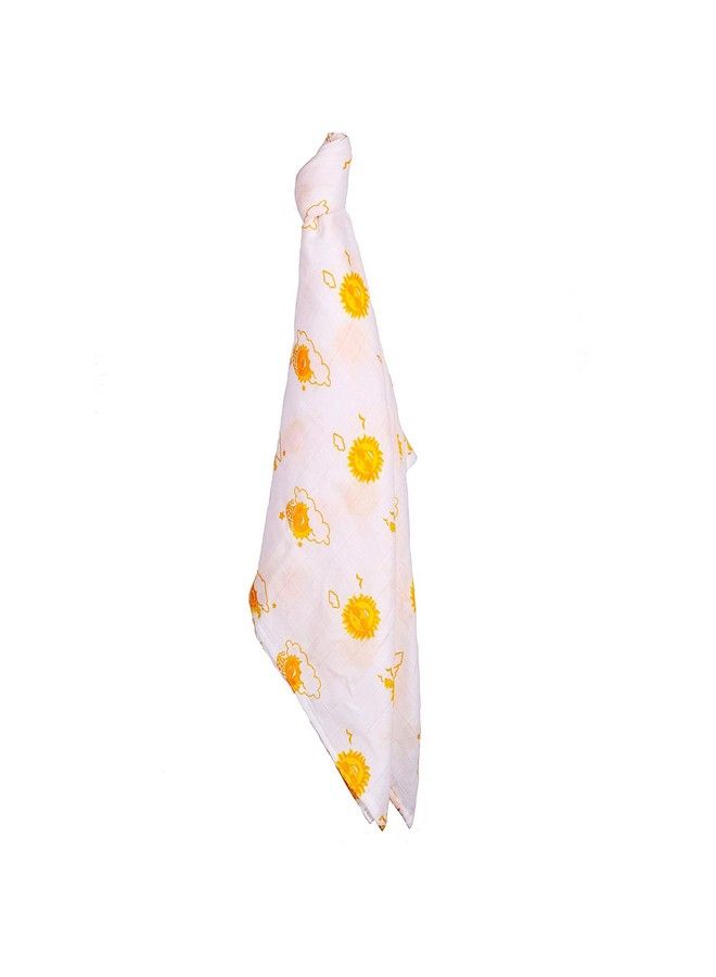 Newborn Baby Girl'S Infant Boy'S Super Soft Premium Pure Organic Cotton Comfortable Muslin Swaddle Receiving Blankets Wrapper Cloth Towel Stroller Cover Sun Print Pack Of 1 Yellow 120X120 Cm