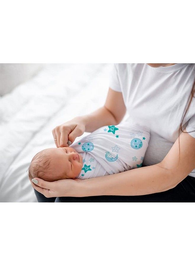 Newborn Baby Girl'S Infant Boy'S Super Soft Premium Pure Organic Cotton Comfortable Muslin Swaddle Receiving Blankets Wrapper Cloth Towel Stroller Cover Moon Pack Of 1 Turquoise 92X92 Cm