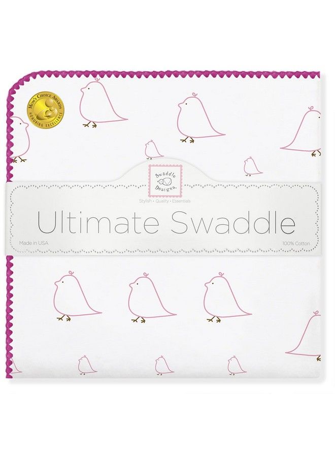 Large Receiving Blanket Ultimate Swaddle For Baby Boys Girls Softest Us Cotton Flannel Best Shower Gift Made In Usa Bright Pink Mama And Baby Chickies (Mom'S Choice Award Winner)